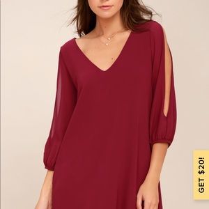 Lulus Red Long Sleeve Shift Dress